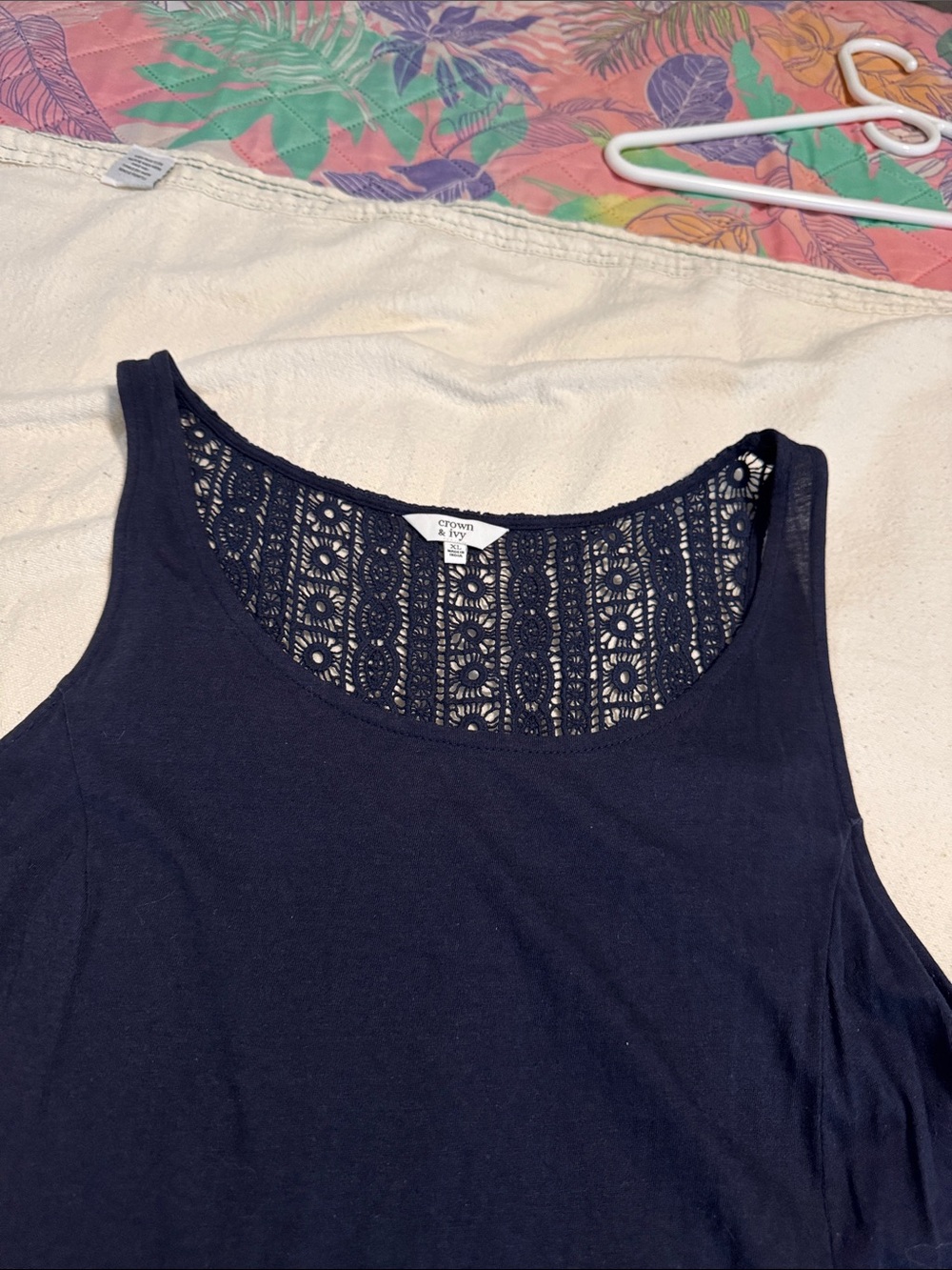 Navy Lace-Back Swing Tank - Picture 2 of 4